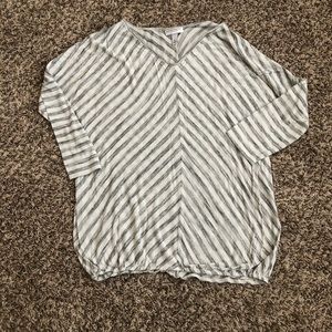 Liz Lange Maternity Gray Striped ¾ Sleeve Shirt M